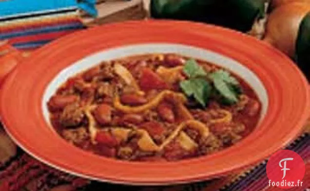 Chili aux raviolis tortillas