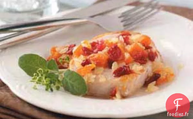 Côtelettes de porc aux abricots et aux canneberges