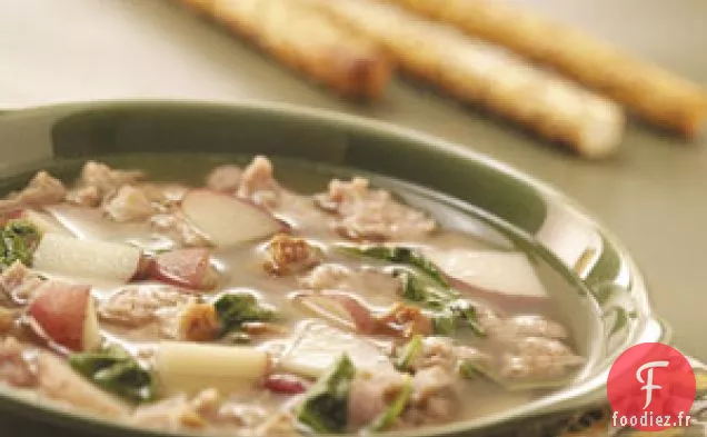 Soupe aux saucisses et aux épinards