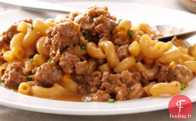 Poêlée de macaronis au cheeseburger