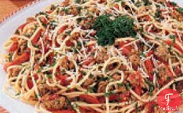 Spaghetti aux saucisses épicées