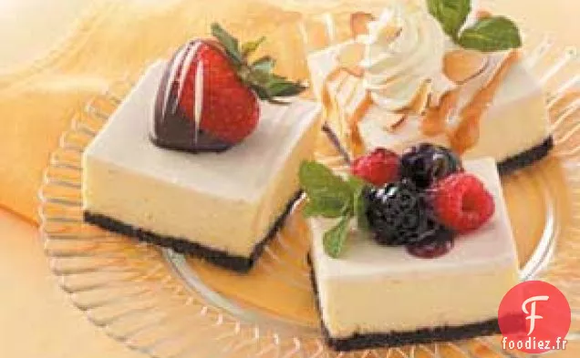 Carrés de cheesecake garnis