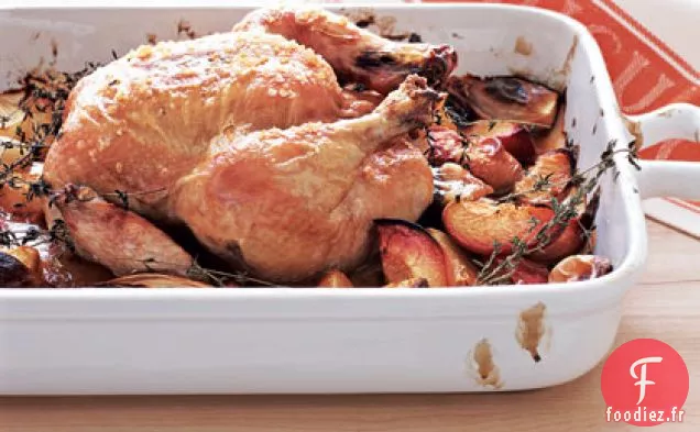 Poulet Rôti aux Pêches Balsamiques