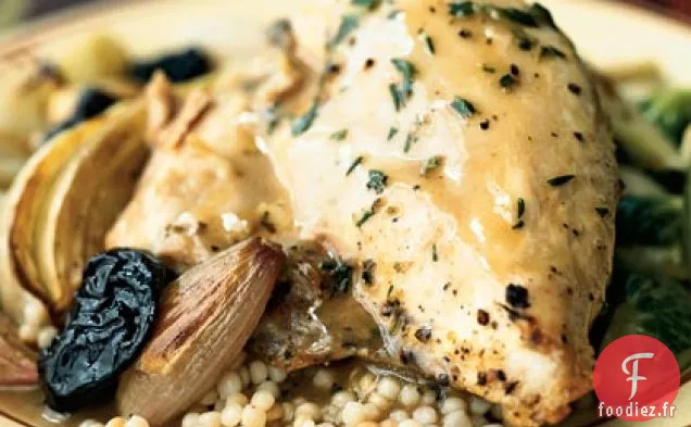 Poulet Rôti aux Prunes Séchées et Échalotes