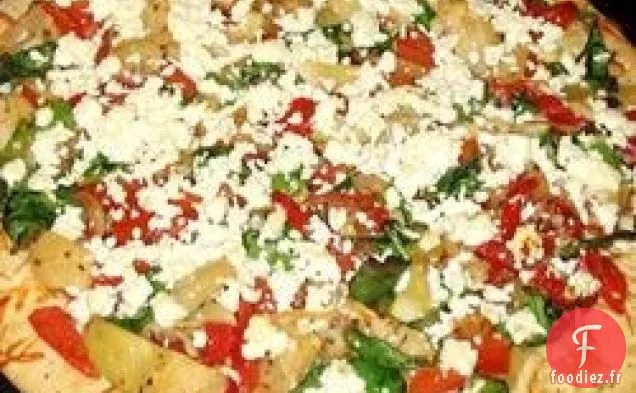 Pizza aux poivrons, oignons et feta