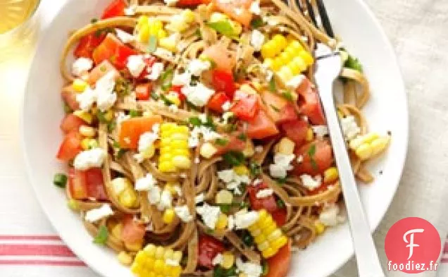 Fettuccine au maïs frais et aux tomates