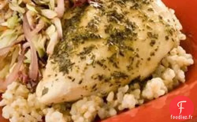 Poulet aux herbes et à la moutarde à la poêle