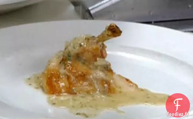 Poulet poêlé, jus de cuisson au persil