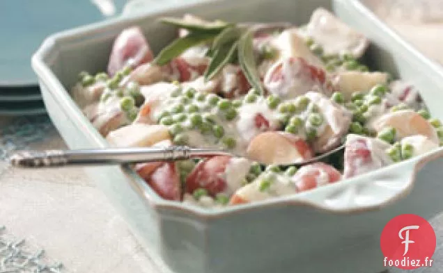Pommes de terre et petits pois à la crème