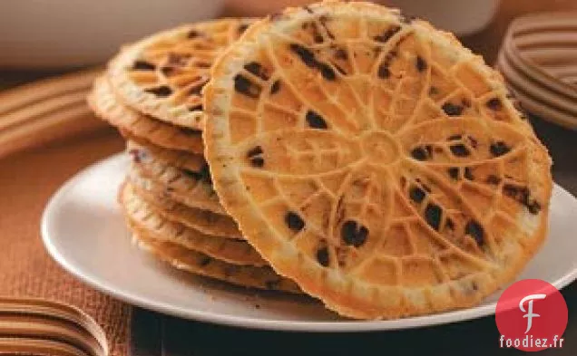 Pizzelle aux pépites de chocolat et aux noisettes