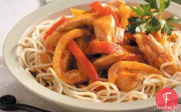 Spaghettis au poulet et fajitas
