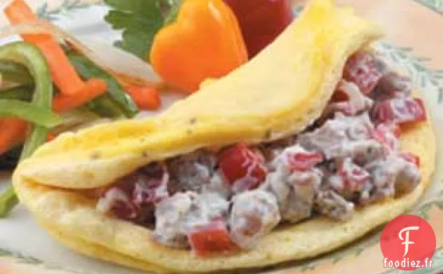 Omelette moelleuse aux saucisses