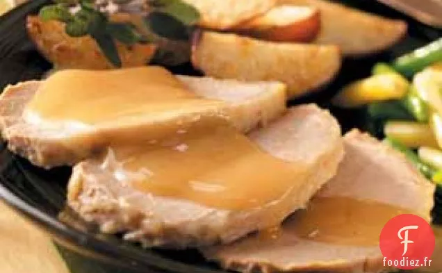 Rôti de porc aux pommes et à la moutarde de Dijon