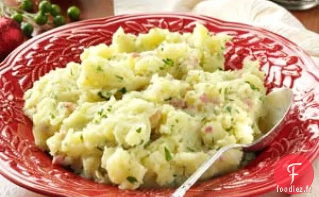 Purée de pommes de terre à l'huile d'olive et à la pancetta