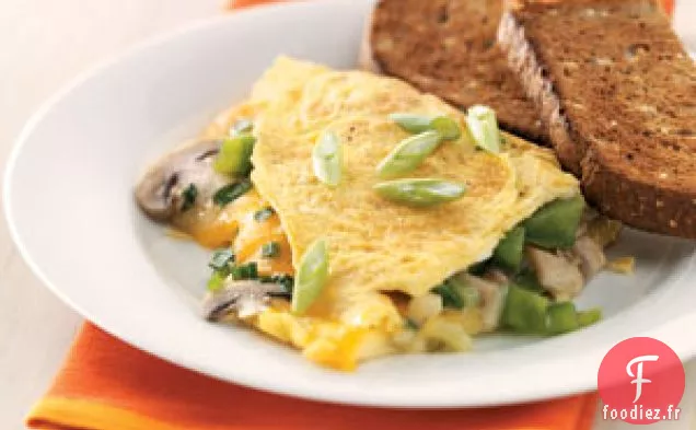 Omelette aux champignons et aux poivrons
