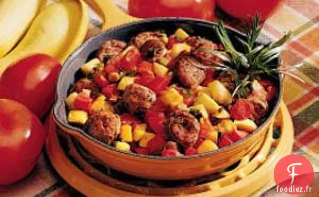 Poêlée de saucisses et de légumes