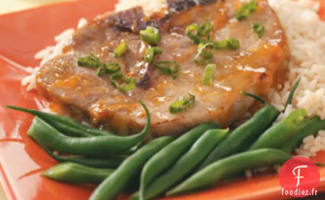 Côtelettes de porc à la moutarde et aux abricots