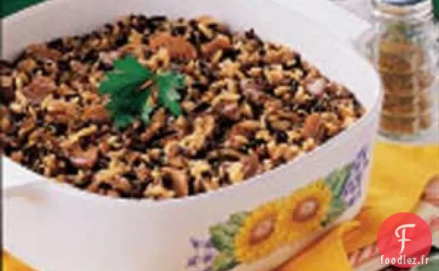 Riz sauvage aux champignons au four