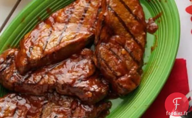 Steaks glacés à la bière et au piment