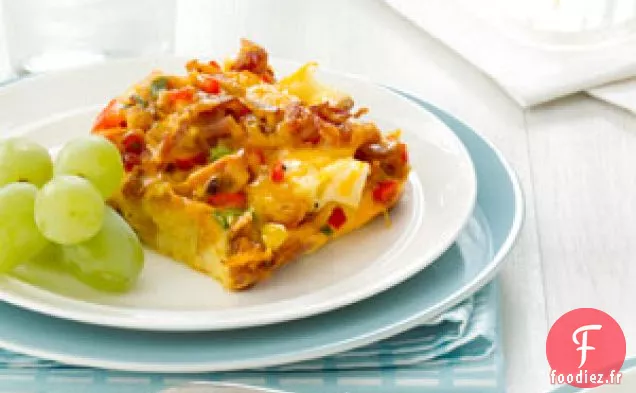 Strata au bacon et au cheddar