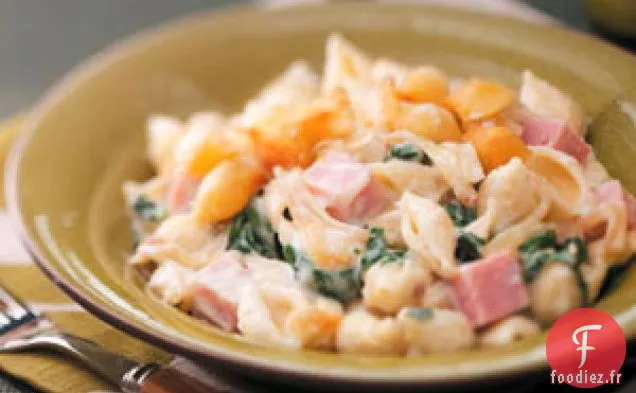 Cocotte de jambon et coquillages