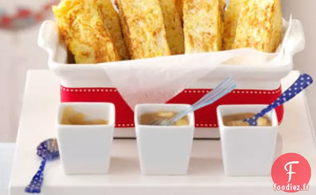 Pain perdu avec compote de pommes écrasées