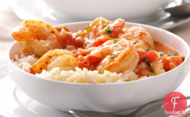 Crevettes aux tomates et à la feta