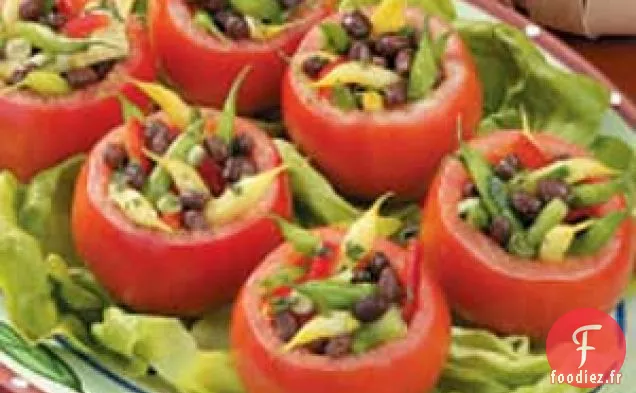 Coupes de tomates aux trois haricots
