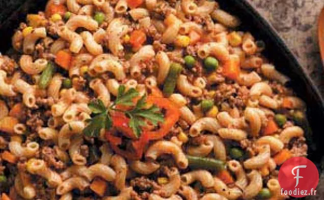 Poêlée de macaronis au hamburger