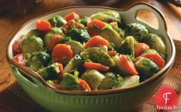 Carottes au beurre et choux de Bruxelles