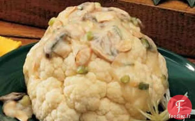 Chou-fleur à la sauce aux champignons et aux amandes