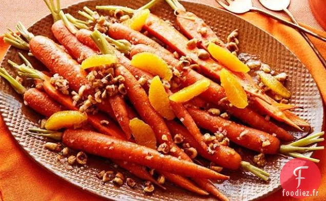 Carottes à la vinaigrette orange-noisette