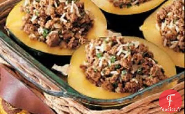 Courge farcie au bœuf au curry