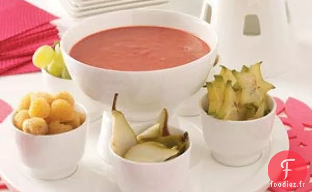 Fondue chaude aux fraises