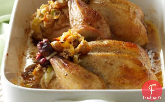 Poules de Cornouailles farcies à l'ananas