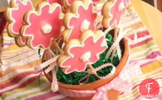 Biscuits découpés dans un pot de fleurs