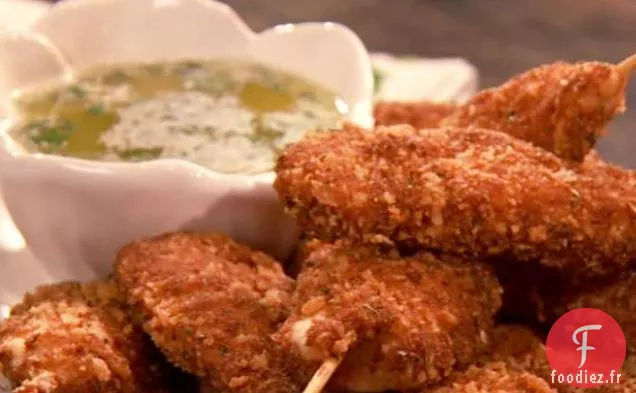 Brochettes de poulet frit