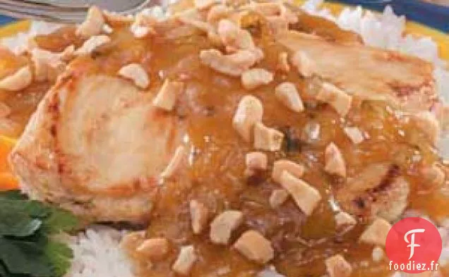 Poulet aux noix de cajou, orange et miel