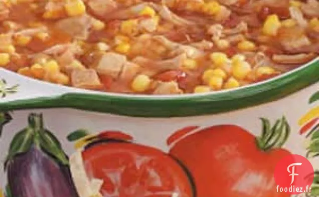 Soupe épicée au poulet et aux tomates