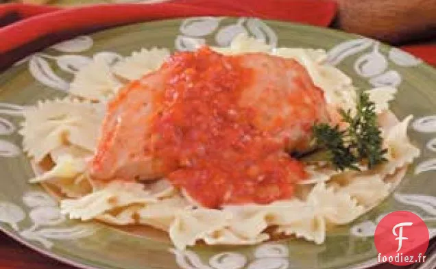 Poulet à la sauce aux poivrons rouges rôtis