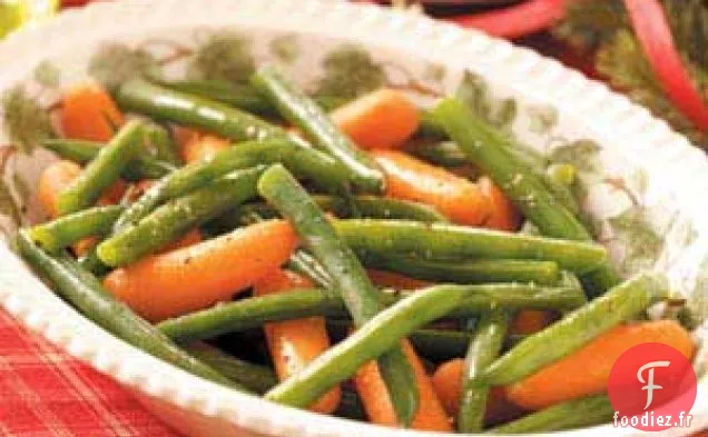Carottes glacées et haricots verts
