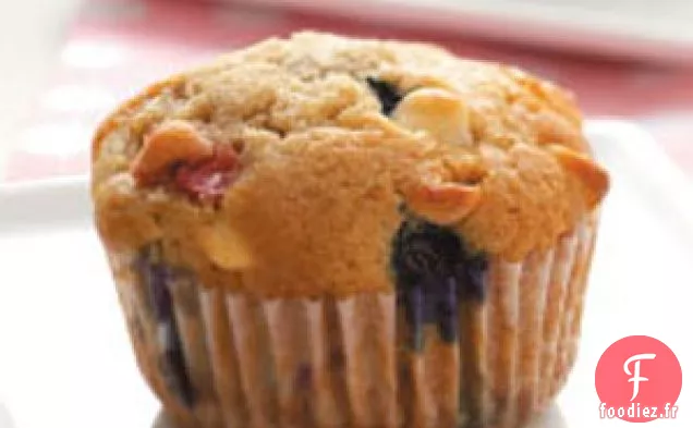 Muffins rouges, blancs et bleus
