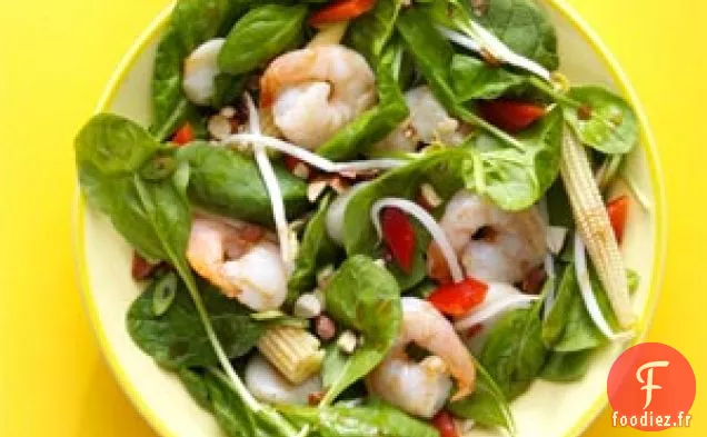 Salade tiède de crevettes et d'épinards du Sichuan