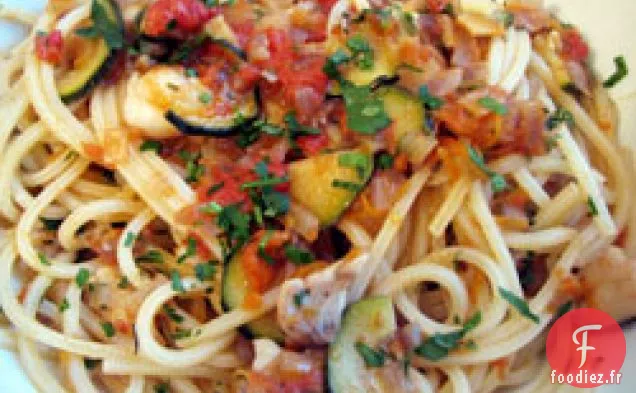 Dîner ce soir : Linguine à la Lotte, Thym et Courgettes
