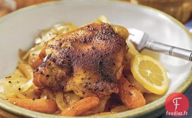 Cuisses de Poulet Braisées Aux Carottes et Pommes de Terre