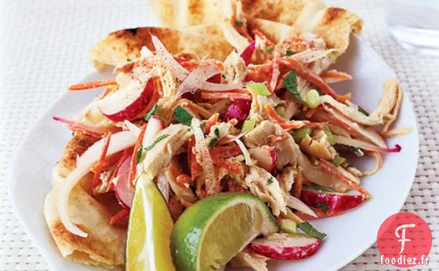 Salade de Poulet avec Raita aux Carottes Parfumées au Cumin