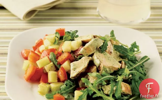 Salade de Poulet avec Vinaigrette Déesse Verte