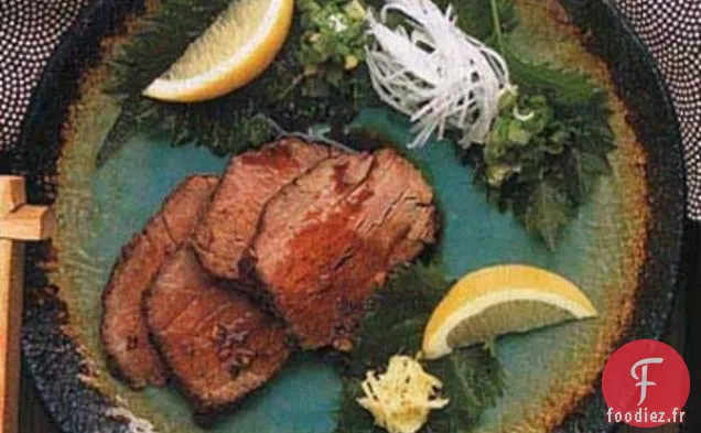 Tataki de Boeuf au Gingembre avec Trempette Citron-Soja