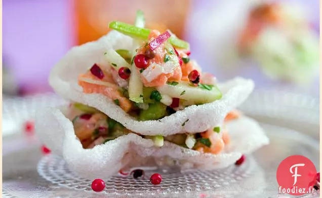 Tartare De Saumon Au Gingembre Avec Radis Et Pomme Verte