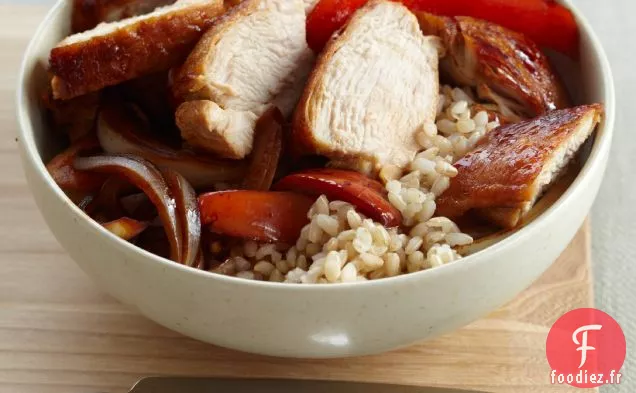 Poulet Mariné au Gingembre avec Oignons et Poivrons